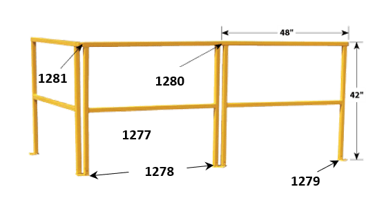 New Square Tube Safety Rail, Corner Panel Connector, Osha Yellow