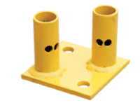 New Square Tube Safety Rail, End Base, Osha Yellow (Anchors Not Included), 5/8