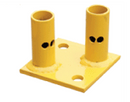 New Square Tube Safety Rail Iintermediate Base, Osha Yellow (Anchors Not Included), 5/8" Round Hole